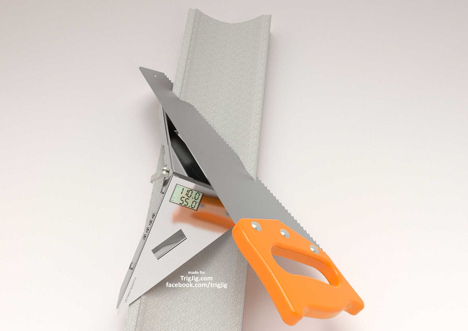 3D CAD photorealistic renders of the Trigjig digital coving tool. I created the images from the 3D model, and they used them for their website and social media.